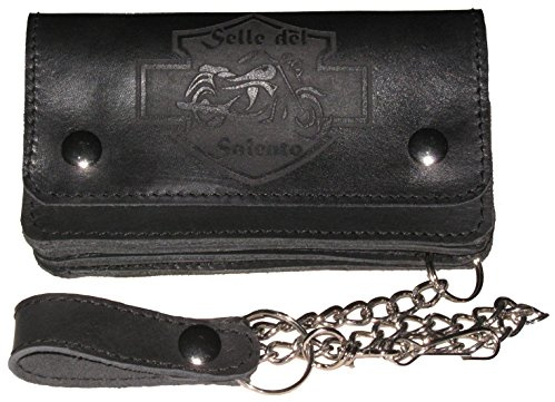 Portafoglio motociclista x biker con incisione logo Selle del Salento compatibile con harley devindson moto guzzi triumph