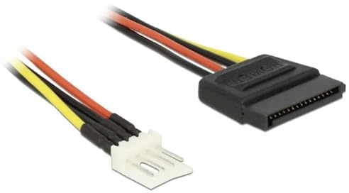 Delock Cable de alimentación SATA de 15 pines a conector Floppy de 4 pines, 15 cm, negro, rojo, amarillo, 15 cm, 3 unidades