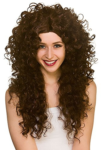 Wicked Costumes Adult Long Brown Curly Fancy Dress Wig