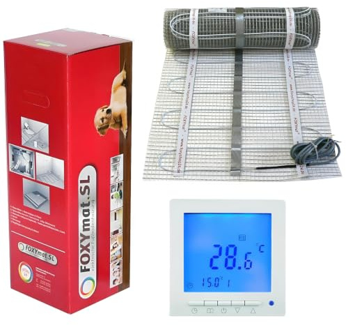 FOXYMAT.SL elektrische Fußbodenheizung, 1.5 m² (0.5m x 3m) | 160 Watt pro m², mit Thermostat QM-BLUE