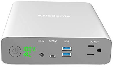 Krisdonia Chargeur Portable 60000mAh/222Wh AC 130W avec Sortie Type-C, USB Quick Charge 3.0, Batterie Externe 2 Ports USB pour Ordinateur, Tablette, Électroménager