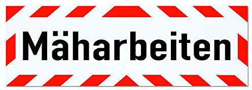 Magnetschild Mäharbeiten | Schild magnetisch | mehrere Größen lieferbar (35 x 11 cm)