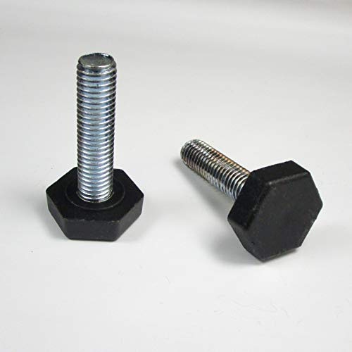 ajile - Stellfuß mit 24 mm Sechskant-Stellfläche aus Kunststoff SCHWARZ und M10 x 40 Gewindestift aus Verzinktem Stahl - 8 Stck. - PRH140x8-FBA