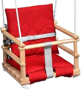 Holz Babyschaukel, Kinderschaukel, Schaukel für Kinder Schaukel 3 in 1 + SICHERHEITSGURT, Kleinkindschaukel, Baby schaukel und Schaukelsitz, Kinder schaukel Holz Indoor Outdoor (Rot)