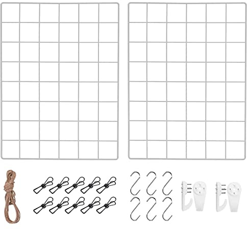 WUZILIN 2er-Pack Multifunktionale Weiße Gitterwand (30x40 cm) – DIY Pinwand für Küche, Büro & Deko