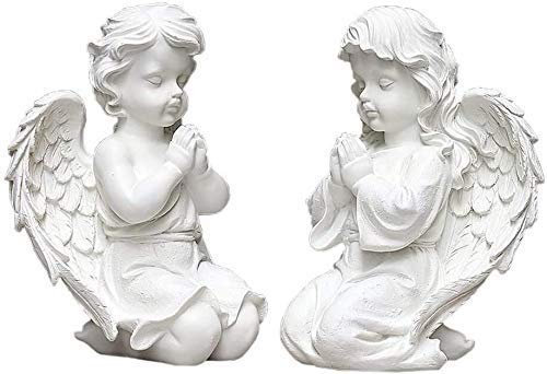 Garten Statuen und Skulpturen im Freien 2PCS Betende Engelsflügel Statue Engel Harz Gartenskulptur Indoor Outdoor Amor Hausgarten Dekoration Garden