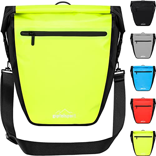 gipfelsport Fahrradtasche für Gepäckträger - Gepäckträgertasche I Fahrradtaschen, Satteltaschen mit 21l Volumen I wasserdicht, reflektierend, gelb