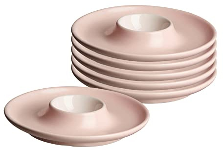 Ritzenhoff & Breker Eierteller Jasper, 6er Set, Rosé, Eierbecher ø 12 cm, Eierhalter aus Steinzeug, Soft-Touch-Haptik & Mattglasur