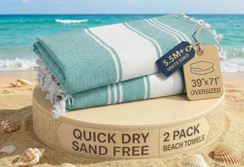 LANE LINEN Beach Towel Oversized, Super Absorbent, Durable - Hunter Green