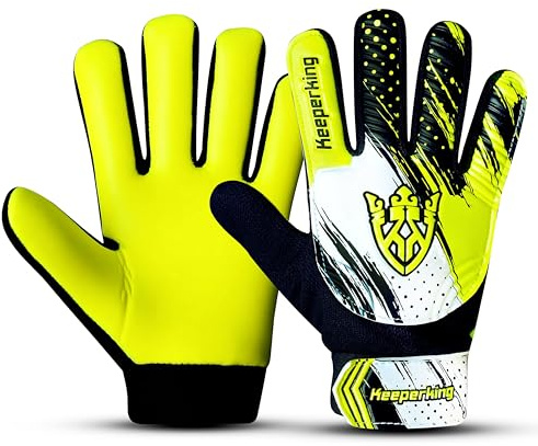 Keeperking Clawxen Gants de Gardien de But pour Enfants, garçons et Filles, Gants de Football Junior, Gants de Gardien de But pour garçons (7, C3-Jaune)