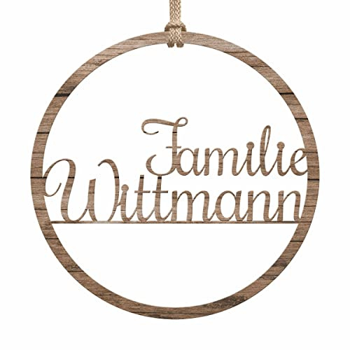 Holz Kranz Schriftzug Herbst - Holzkranz Tür Haustür - toller Herbstkranz zum Aufhängen - Herbstlicher Türkranz Outdoor & Indoor - Herbsttürkränze Deko Holzring Willkommen Schild (Personalisiert)