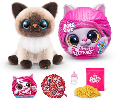 Pets Alive Smitten Kittens Mooloo, Surprise Kitten Plush, Ultra Soft Plushies, Interactive Toy Pets, Electronic Pet Kitten, Ages 3+ (Mooloo)