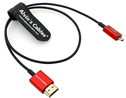 Alvin's Cables 8K 2.1 Cable HDMI Micro-HDMI a HDMI Cable Ultra-Delgado 48Gbps Alta Velocidad para Atomos-Ninja-V 4K-60P Record para Canon-R5C|R5|R6 para Sony a7R a7 IV Cámaras 45cm/18inches