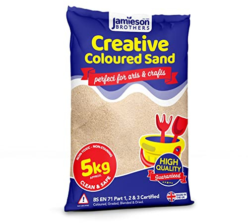 Jamieson Brothers Natural Moist Beige Play Sand – 5kg Bag Soft Sand for Kids – Make Sand Art, Arts & Craft Creative Sand – Non-Toxic & Non-Staining