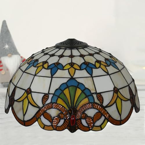 20 Lamp Shade Replacement Only Tiffany Stained Glass Christmas Home Decor Rose Dragonfly Grape Peach Baroque Design Lampshades Orange Red Colourful Flower Light Cover for Table Lamp,Baroque