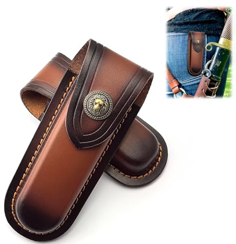 1 Pcs Étui Pour Couteau Housse Pour Couteau Gaine de Couteau Étui Etui Couteau Cuir Pochette Ceinture Couteau Robuste Et Durable, Marron, Sac à Couteau pour Couteaux Pliants, Couteaux de Poche