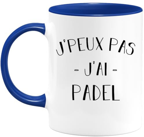 quotedazur Café-Croissant - Mug Personnalisé Tasse Cadeau Noël Je Peux Pas J'Ai Padel - Bleu/Céramique