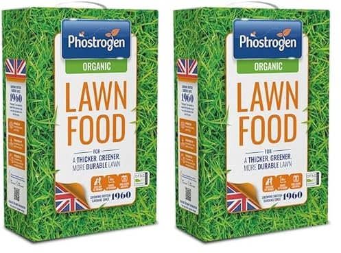 Phostrogen Organic Lawn Food, 3.5kg - Long Lasting Balanced Organic Lawn Feed - for a Thicker, Greener and More Durable Lawn - Growing Season and Autumn Feed - Lawn Nutrition - Garden Care (Pack of 2)