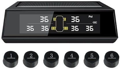 SQIANKUN ReifendruckprüFer LKW Auto Alarm Reifendruck Überwachung System Auto Sicherheit Reifen Großen Bildschirm 5,5 Bar Max 6 Externe Sensoren Reifendruckkontrollsystem