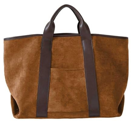 PGSLPH Suede Tote Bag for Women, Vintage Top Handle Bag, Large Capacity Suede Bag, Slouchy Tote Handbag, Faux Leather Shoulder Satchel Bag (Brown)