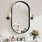 BEAUTYPEAK Miroir Mural Noir - Ovale Noir Cadre Profond Miroir de Salle de Bain, 43x76 cm Cadre Ovale en Aluminium Miroir, Miroir Mural Suspendu pour Couloir, Salon, Black Wall Mirror