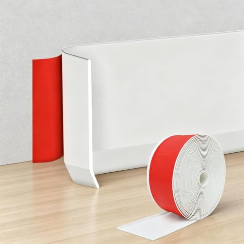 SDLDEER Sockelleiste Selbstklebend, 10cm x 12m PVC Weichsockelleiste Selbstklebend Flexible Fussleisten Leisten Selbstklebend, DIY Sockelleisten für Küche, Badezimmer, Wand, Boden (Weiss)