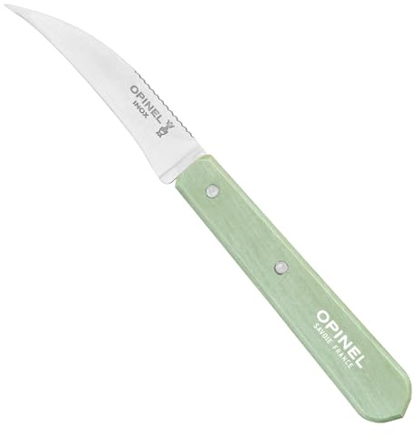 OPINEL Gemüsemesser N°114 Salbeigrün, Griff aus lackiertem Weißbuchenholz, Klinge aus Edelstahl, 10000930, Grün, Rostfrei