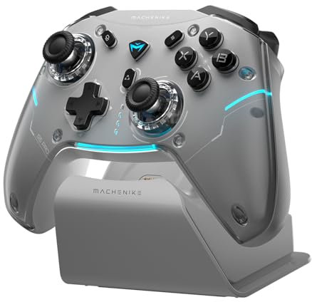 Machenike G5PROMAXSE Bluetooth PC Controller with Charging Dock, Hall Effect Joystick/Triggers, Gaming PC Controller for Switch/Android/iOS/Steam/Mobile, Gyroscope, Gray