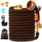 AQhui Expandable Garden Hose Pipe 15m 50ft, Retractable Hosepipes for Garden with 10 Functions Spray Gun, Expanding Magic Water Hose Attachments 3/4&1/2 Brass Connectors, Flexible Hose Anti-Kink
