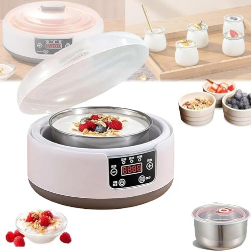 Probiotic Yogurt Motor, 1.2L Fully Automatic Yogurt Machine, Yogurt Maker with Temperature Control, Yogurt Machine with Adjustable Temperature and Time Control for Homemade Greek, Vegan Yogurt