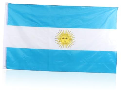 Bandera Argentina de Poliéster para Exteriores, 90x150cm | Textura Delicada y Superficie Lisa, Adecuado para Clubes Deportivos, Fiestas y Desfiles Patrios
