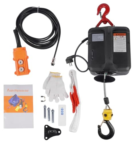 Cabrestante Eléctrico 3 en 1 de 1500W, Polipasto Portátil de 500KG con Fin de Carrera Infrarrojo Mejorado, Mando Inalámbrico 120M, Elevación Vertical y Horizontal