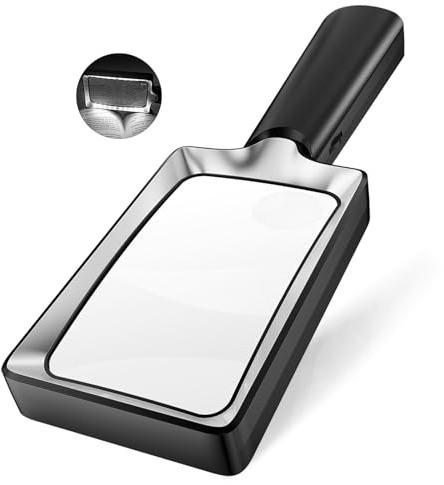 Magnifying Glass with Light, 20 LED Large Handheld Lighted Magnifier Rectangle Illuminated Magnifying Glass for Seniors Reading, Low Vision, Close Work & Inspection (Black)