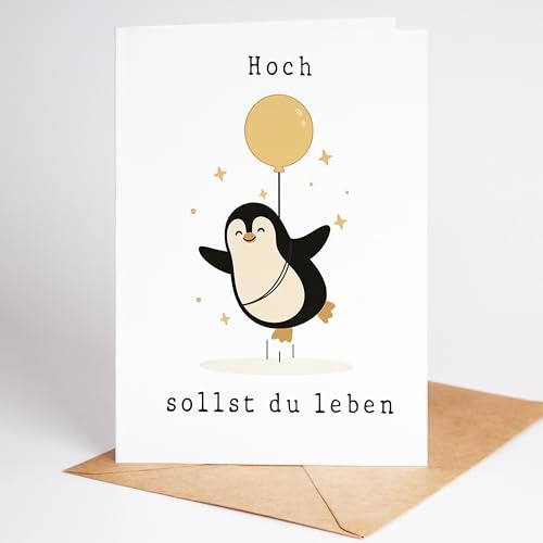 Lovely Cards - Hoch sollst du leben Pinguin - lustige Geburtstagskarten für Frauen Männer - Mann Frau - Geburtstagskarte lustig - lustige Geburtstagsgeschenke - A6 (Klappkarte) 40. Jahre 30. Jahre