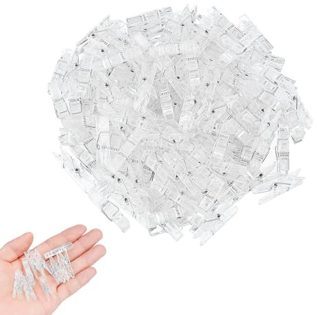 Lot de 100 mini pinces à linge transparentes pour suspendre le printemps, mini pinces à linge transparentes, petites pinces pour photos, guirlande lumineuse