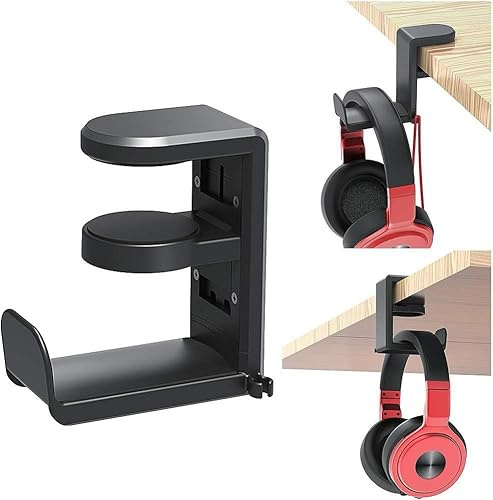 Headset Kopfhörer Headphone Ständer Halterung Halter Tisch Schreibtisch | 360 Grad Drehung, Untertisch Halterung, Kopfhörerhalter