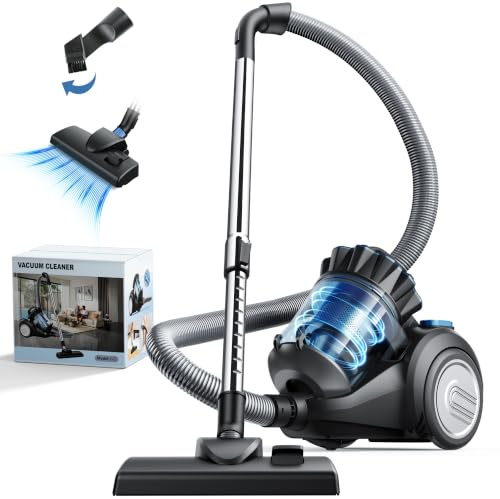 Vbrisi Staubsauger beutellos 800 W, 60 dB, 6 m Kabel, 2,2 L – Schwarz/Blau | Zyklon-Technologie, Fußsteuerung, 2-stufiges HEPA-Filtersystem, Leise, 14 m Aktionsradius, Abspülbarer Filter, Tierhaare