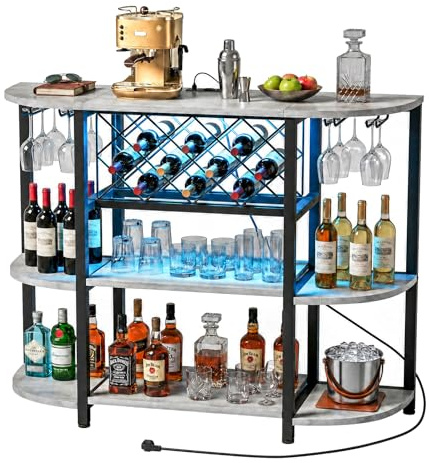 Homieasy Vinoteca Botellero Mueble Bar con LED RGB USB-C Industrial