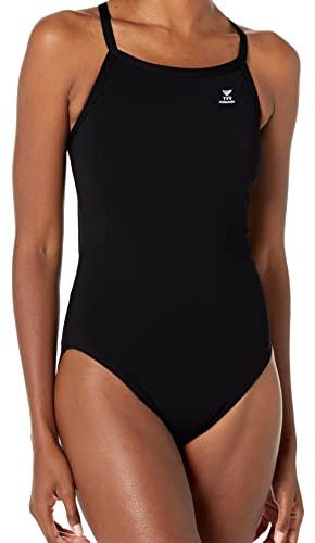 TYR Sport Women's Solid Durafast Diamondback Swim Suit,Black,30