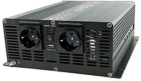 SOLARTRONICS Spannungswandler NM2000 12V 2000 Watt SCHWARZ - 4000 Watt Spitzenleistung - Wechselrichter 12v auf 230v - Blei- oder AGM-Batterie kompatibel - mit Schuko- & USB Anschluss