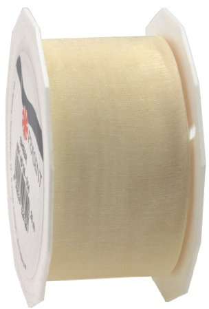PRÄSENT C.E. Pattberg Sheer Organzaband créme, 25 m Geschenkband zum Einpacken von Geschenken, 40 mm Breite, Zubehör zum Dekorieren & Basteln, Dekoband