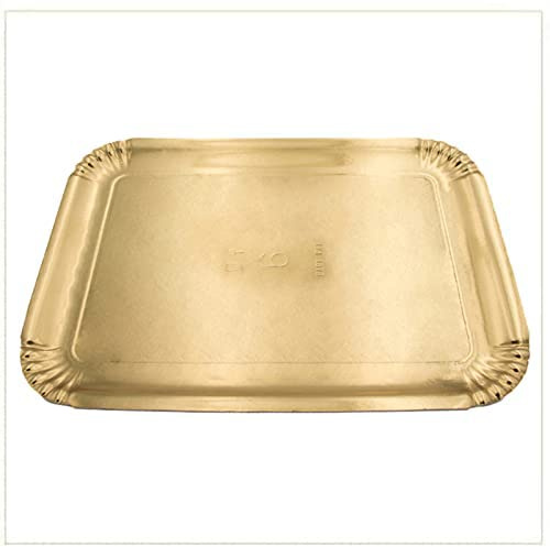 VIRSUS Vassoio/Navetta in Cartone di Colore Oro per Pasticceria disponibile in confezione da 10 kg (circa 74pz) – Formato 35x25,5cm Misura 6 – Vassoi Monouso per Dolci, Pasticcini, Torte - C