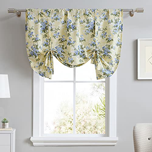 Laura Ashley - Mantovana in cotone con palo superiore, elegante e leggero trattamento per finestre per la decorazione domestica (Cassidy Yellow, 50 x 63,5 cm)