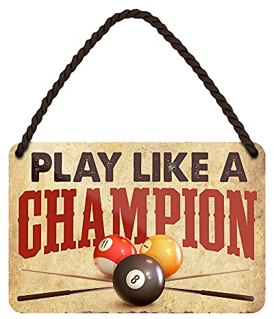 Pool Billard Metallschild - Blechschild mit witzigen Spruch für Pool Player - Retro Deko Schild Billardzimmer Billard Club - Billiard Zubehör Accessoire - Geschenkidee Billard Spieler - 18x12cm