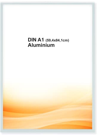 RAWWEST.BIS Alu Bilderrahmen 59,4x84,1cm DIN A1 Plakatrahmen Alurahmen mit Plexi Rahmen aus Aluminium für Bilder Poster Fotos und für Puzzle, Posterrahmen Fotorahmen, Silber