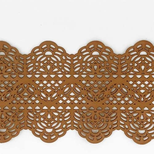 Coximus gebrauchsfertige essbare Spitze | 38x7,5cm fertige Zucker-Spitze in der Farbe Bronce Gold | hochwertiges elastisches Icing fertig zum Gebrauch | 2 Sweet lace-pear