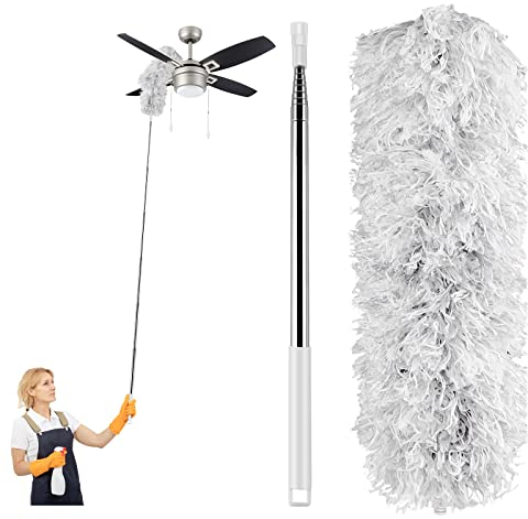 Uootach Spolverino per Polvere, Piumino telescopico, Fino a 2,8 m di lunghezza Aspiratore extra lungo in microfibra retrattile, scopa pieghevole lavabile, Adatto per angoli, soffitti, ragnatele