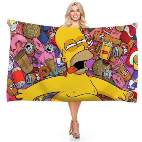 IMFLY The Mpsons strandhandduk, mikrofiberstrandhandduk 70 x 140 cm, strandhanddukar barn, strand och pool, presenter för barn, strandhanddukar, handduk (1,100 x 200 cm)