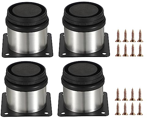 SUMTree 5cm 4 Stück Möbelfüße aus Edelstahl Schrankfüße Beine für Stühle Tisch Schrank und Sofa Möbelbeine Einfachen Montage Runde Verstellbar(Silber)