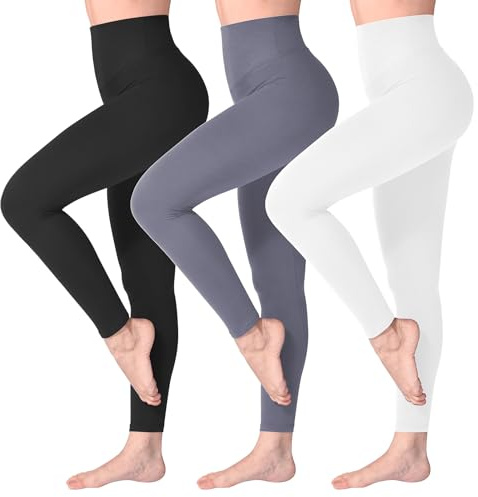 SINOPHANT Damleggings med hög midja, ogenomskinliga leggings med magkontroll för träning, yoga och gym, S-M